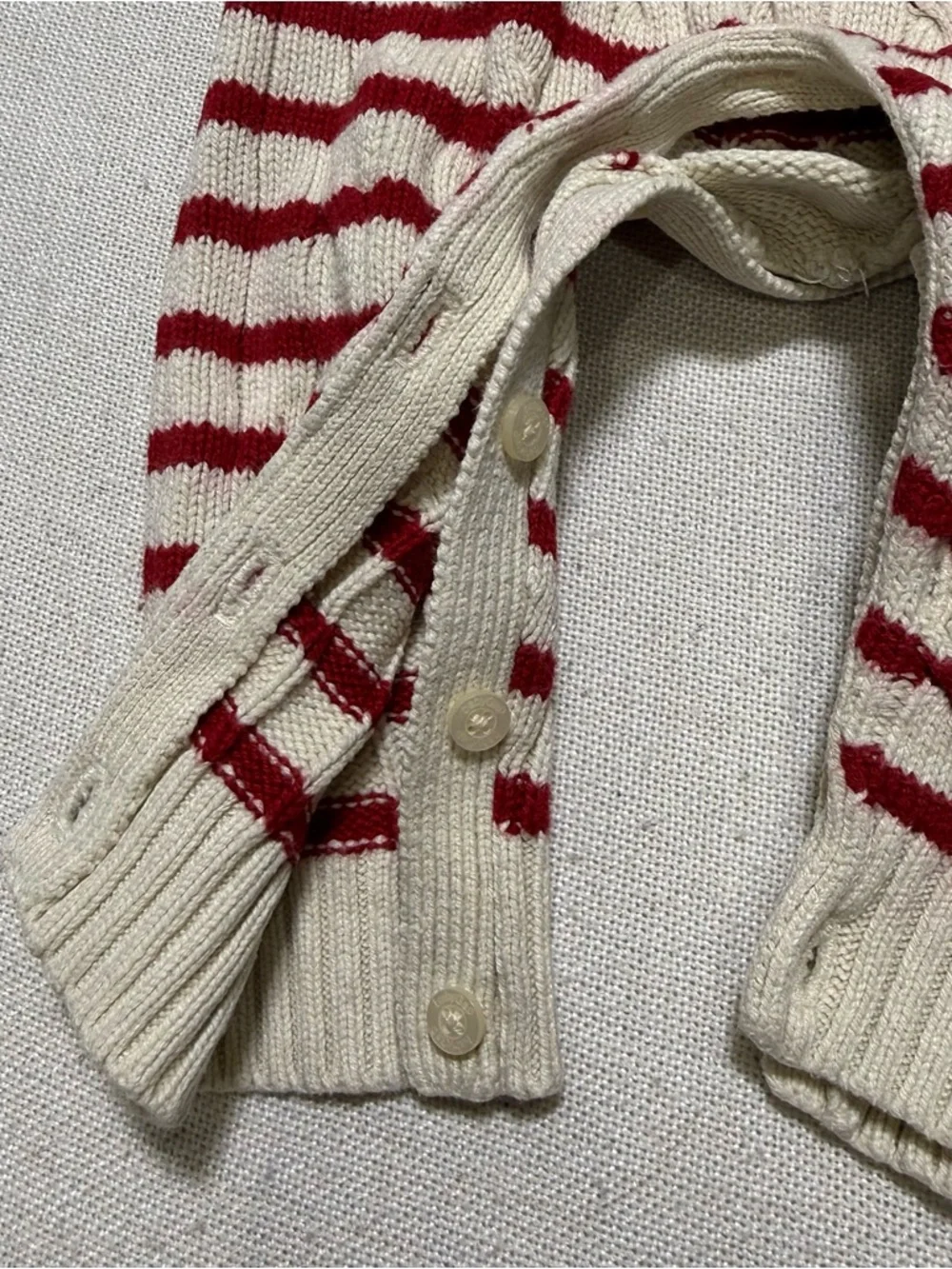 Gap Baby Striped Knit One Piece Sweater Bodysuit Jumpsuit Cream Red 6-12‎ Months